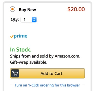 Amazon add to cart sidebar area example