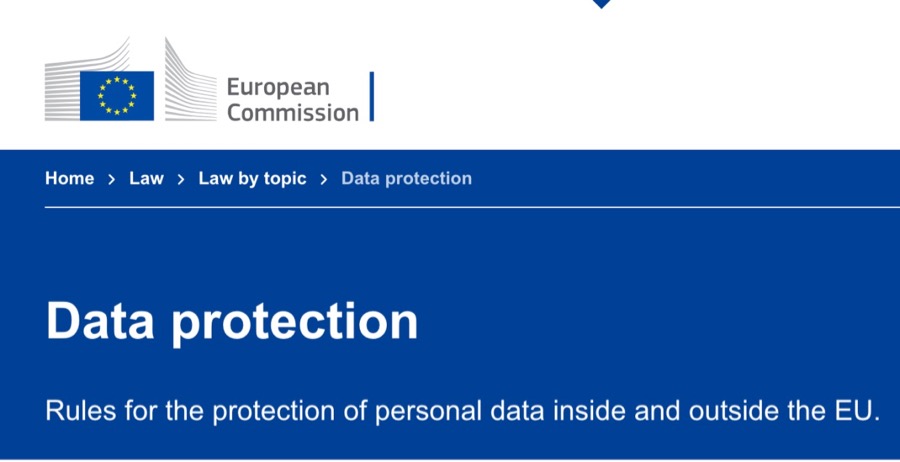Screenshot of the European Commission’s Data protection webpage header