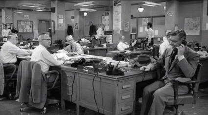 Clark Gable on the phone in the newsroom in “Teacher’s Pet”