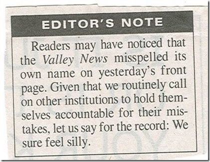Valley News editor’s note with typo correction