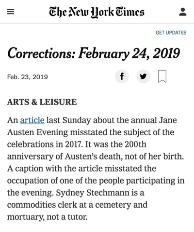 New York Times February 24, 2019 Corrections