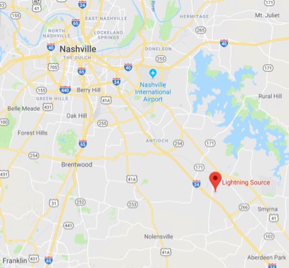 Google Maps screenshot of Lightning Source factory location in Tennessee