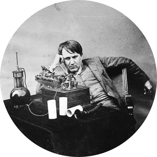 Thomas Edison in 1888 with an early version of the phonograph