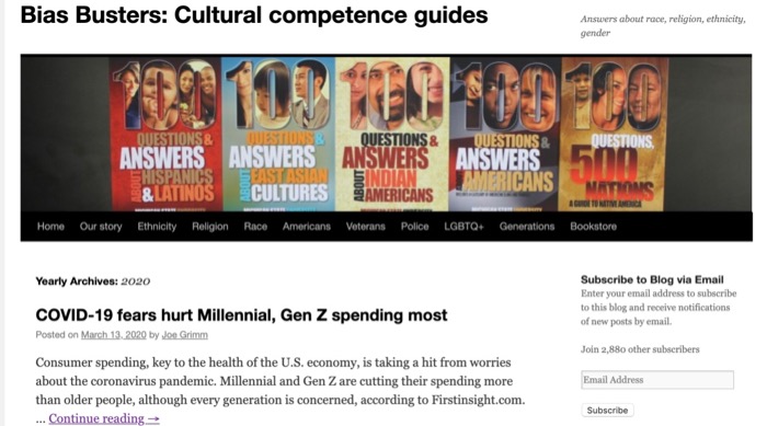 Screenshot of Bias Busters: Cultural competency guides blog
