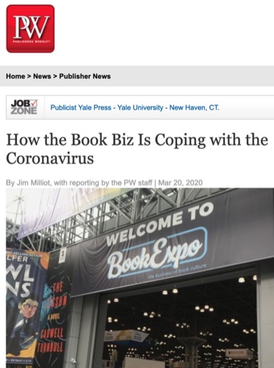“How the Book Biz is Copying with the Coronavirus” Publisher’s Weekly headline
