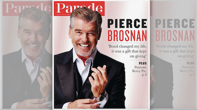 Pierce Brosnan on the cover of Parade magazine
