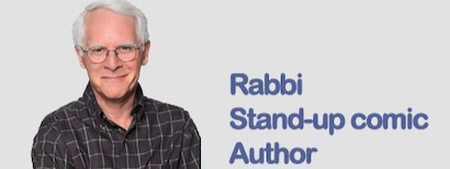 Bob Alper photo with text “Rabbi Stand-up comic Author”